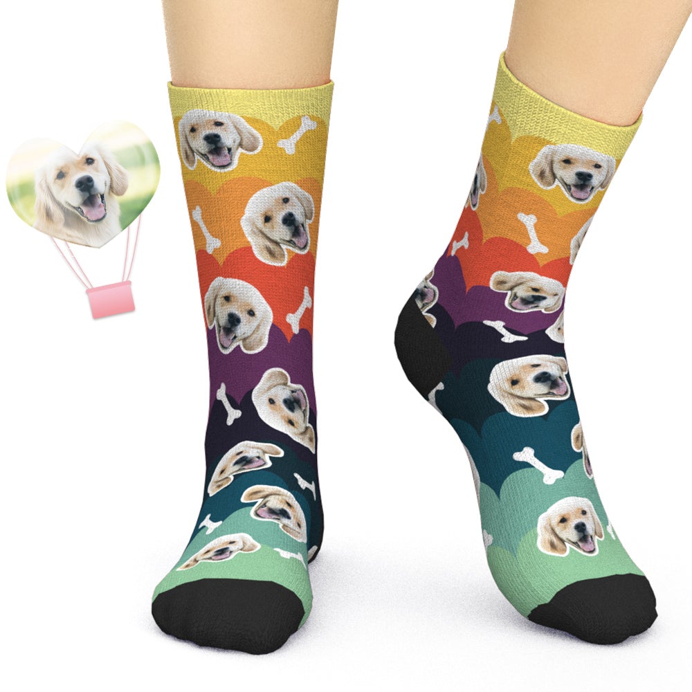 Custom Pet Face Socks Personalized Colorful Unique Socks - soufeelau