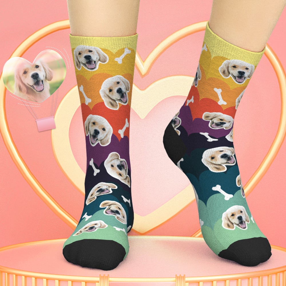 Custom Pet Face Socks Personalized Colorful Unique Socks - soufeelau