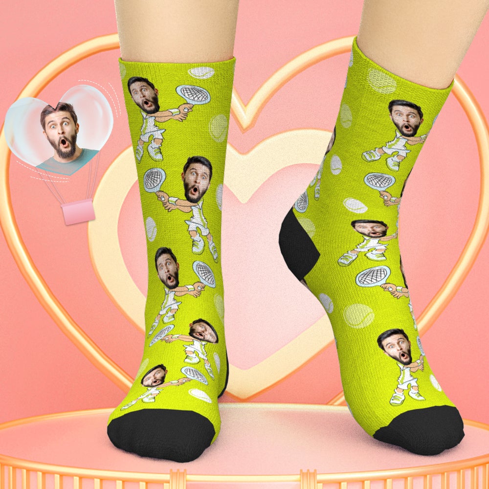 Custom Tennis Face Socks Personalized Sports Socks for Tennis Lovers - soufeelau