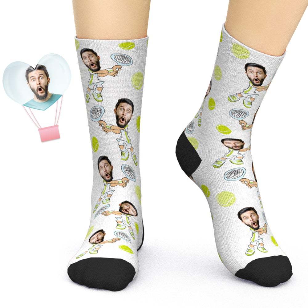 Custom Tennis Face Socks Personalized Sports Socks for Tennis Lovers - soufeelau