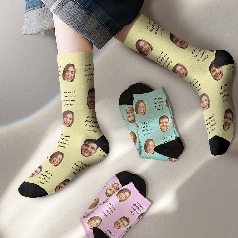 Custom Photo Face Socks Colorful Group Photo Gifts for Couple - soufeelau
