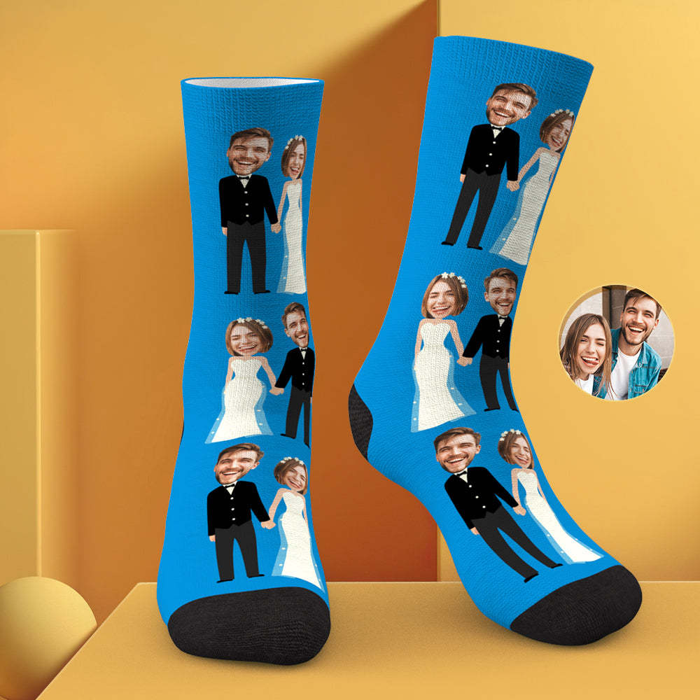Custom Photo Socks Funny Wedding Photo Couple Gifts - soufeelau