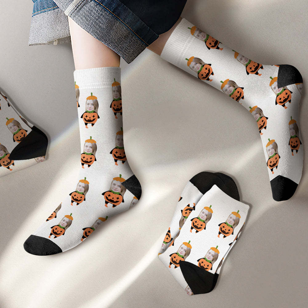Custom Photo Face Socks Funny Halloween Gifts - soufeelau