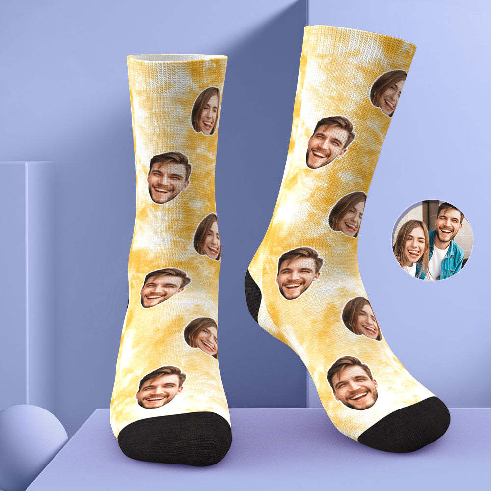 Custom Photo Face Socks Tie Dye Creative Gifts - soufeelau