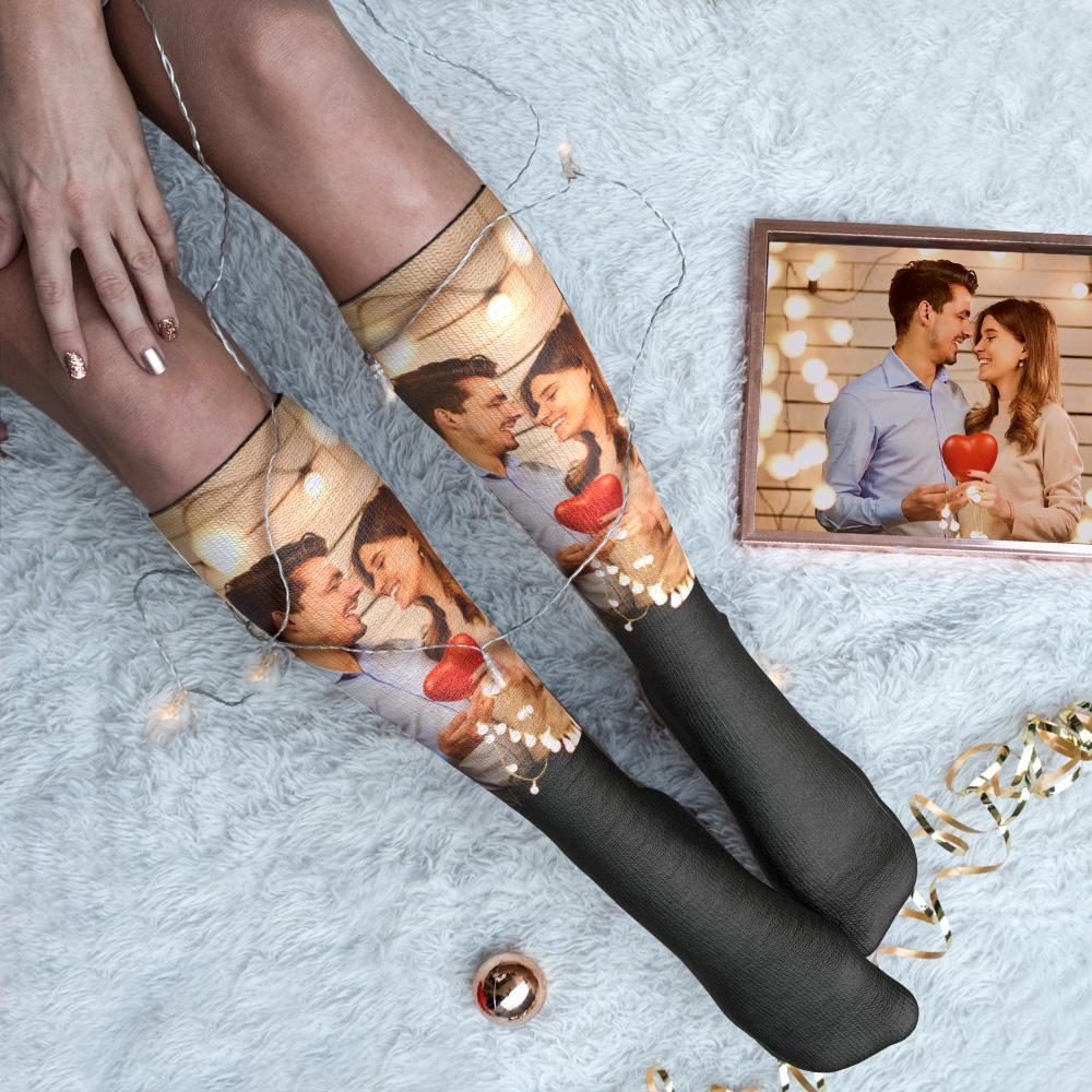 Custom Photo Knee High Socks For Lovers - soufeelau