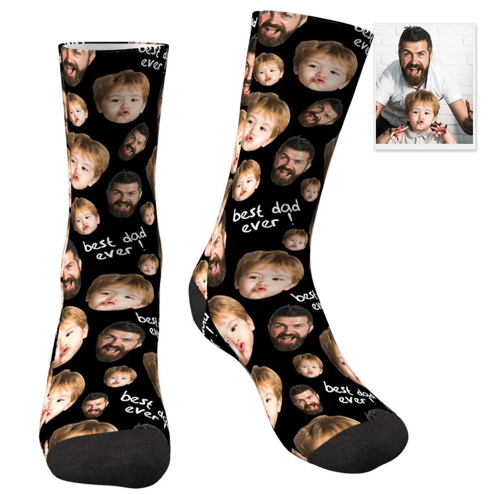 Custom Face Socks To The Best Dad Father's Day Gift - Two Faces-Christmas Gifts