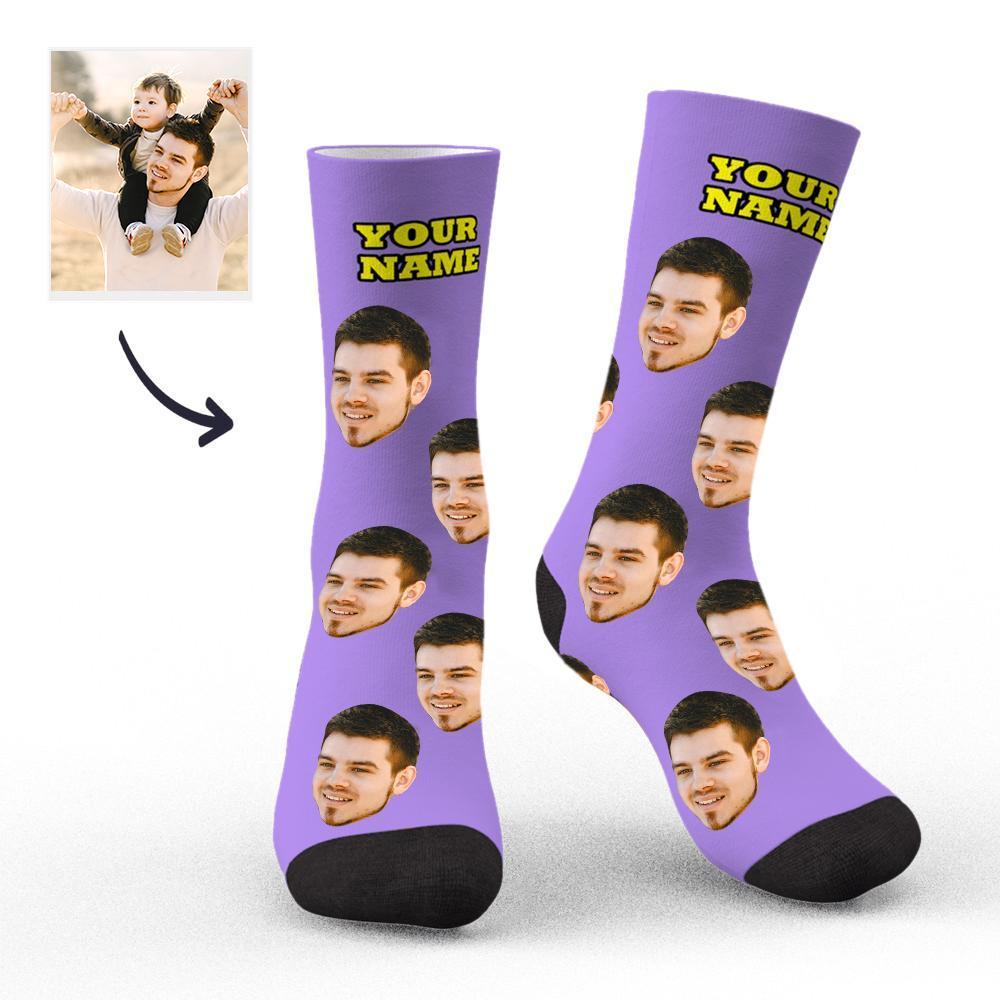 Face Socks Custom Socks Photo Socks with Your Text 3D Preview Gifts for Dad-Father's Day Gift-Christmas Gifts