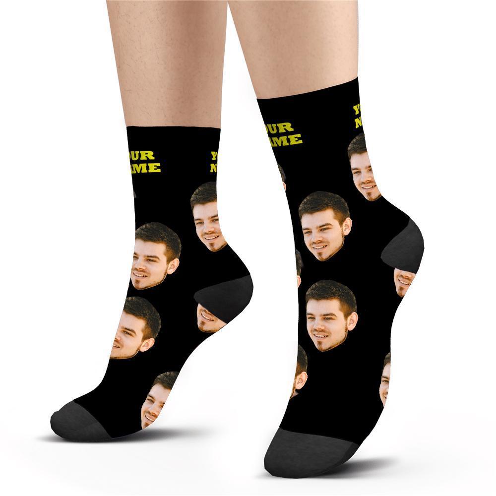 Face Socks Custom Socks Photo Socks with Your Text 3D Preview Gifts for Dad-Father's Day Gift-Christmas Gifts