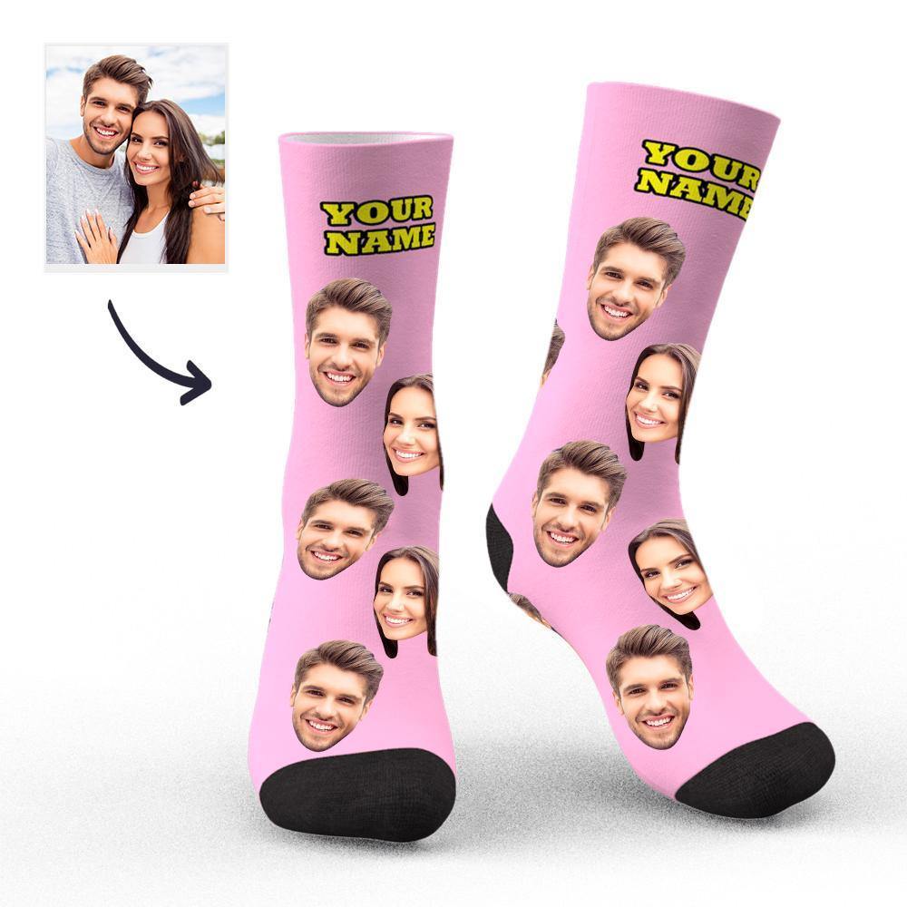 Custom Socks Face Socks Photo Socks with Your Text 3D Preview Colorful Socks For Christmas Gift