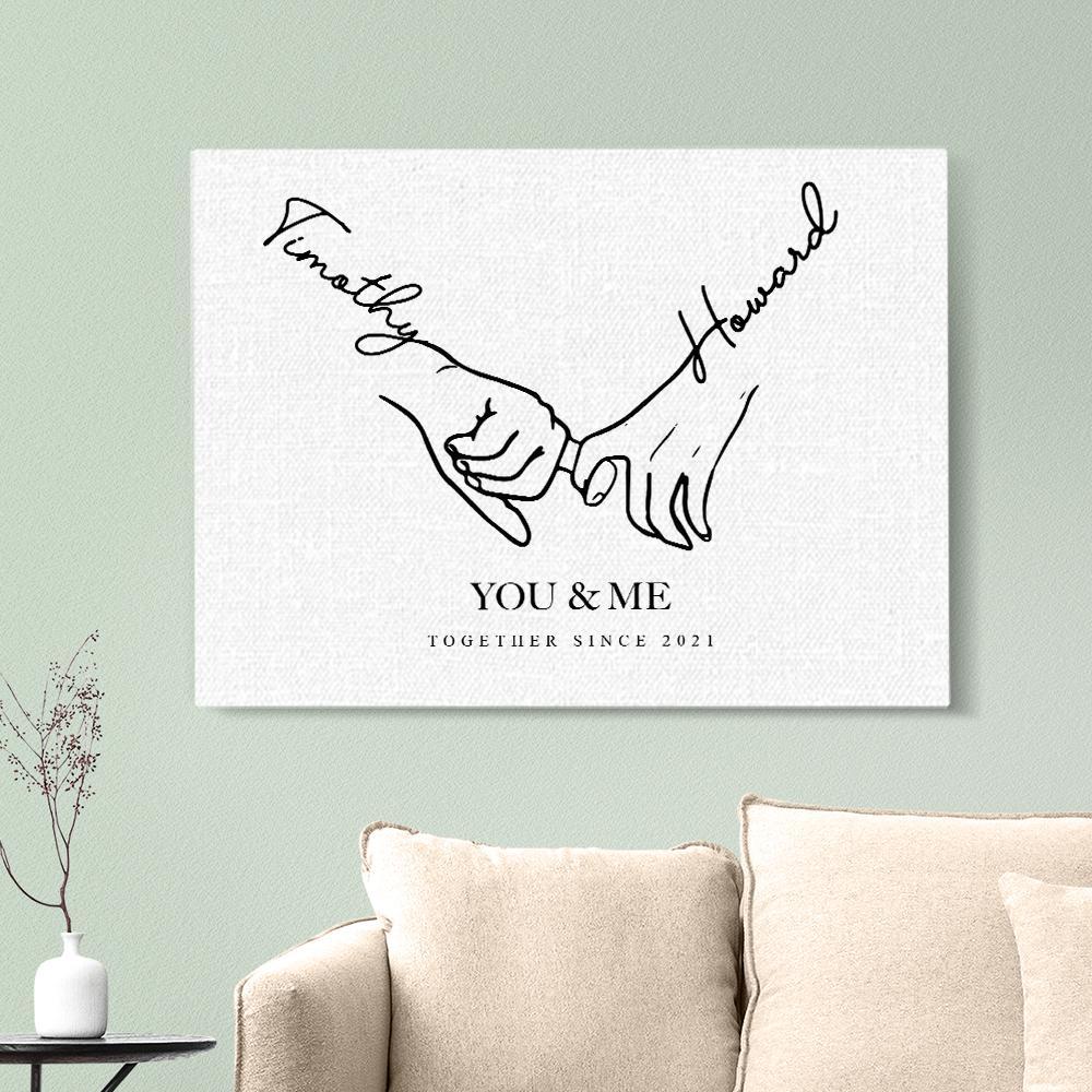 Custom Name Wall Art Canvas Print Personalized Couples Anniversary or Wedding Gift