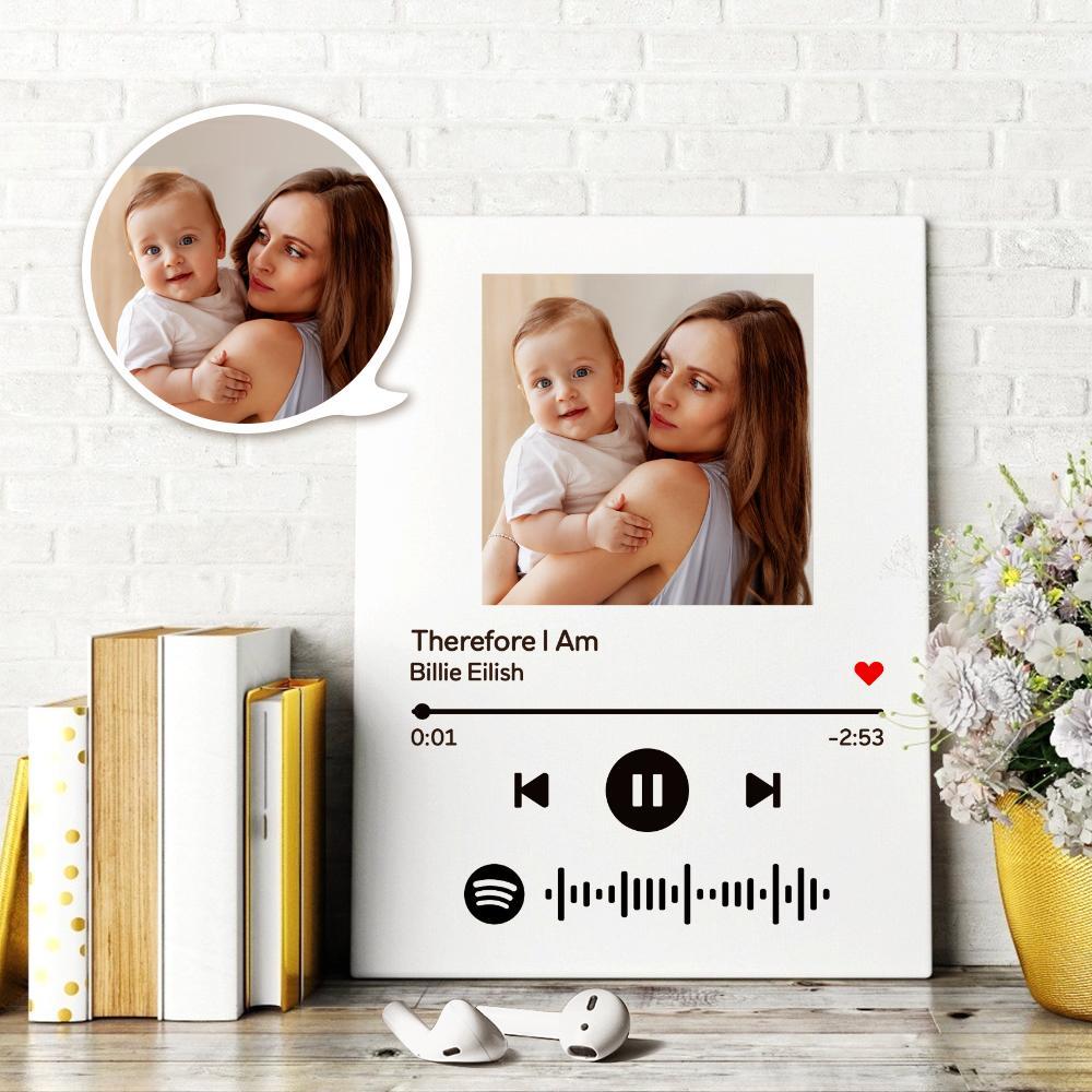 Scannable Spotify Code Canvas Wall Art Canvas Photo Oil Painting For Mom, Custom Music Song Wall Art Canvas 15.7in*19.7in (40*50cm) - soufeelau