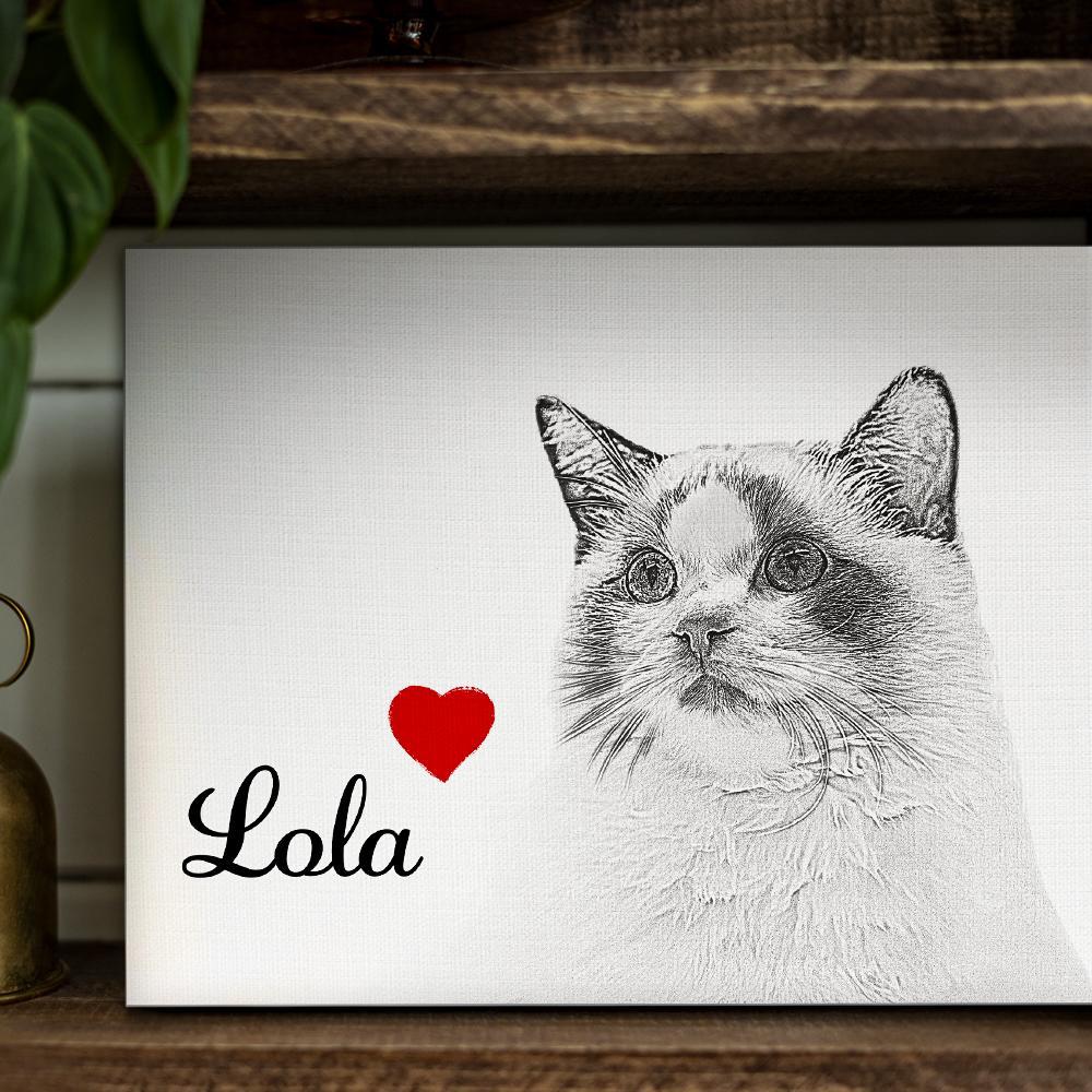 Custom Photo Canvas Sketch Pet Portrait Pet Memorial Gift For Pet Lovers - soufeelau