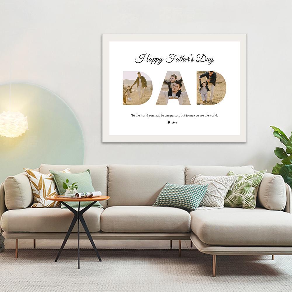 Custom Photo Painting Text Wall Decoration For Dad - soufeelau