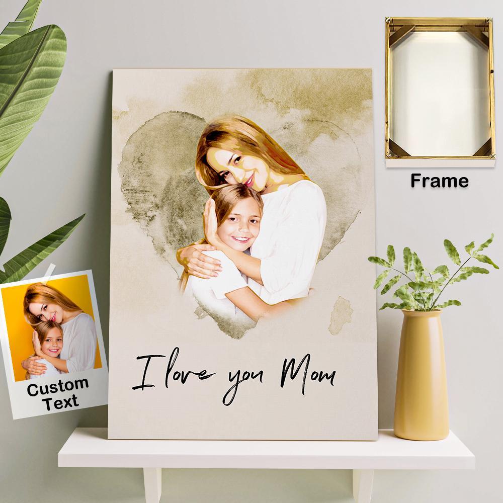 Custom Wall Art Watercolor Photo Aquarelle Oil Painting Frameless for Mother's Day - soufeelau