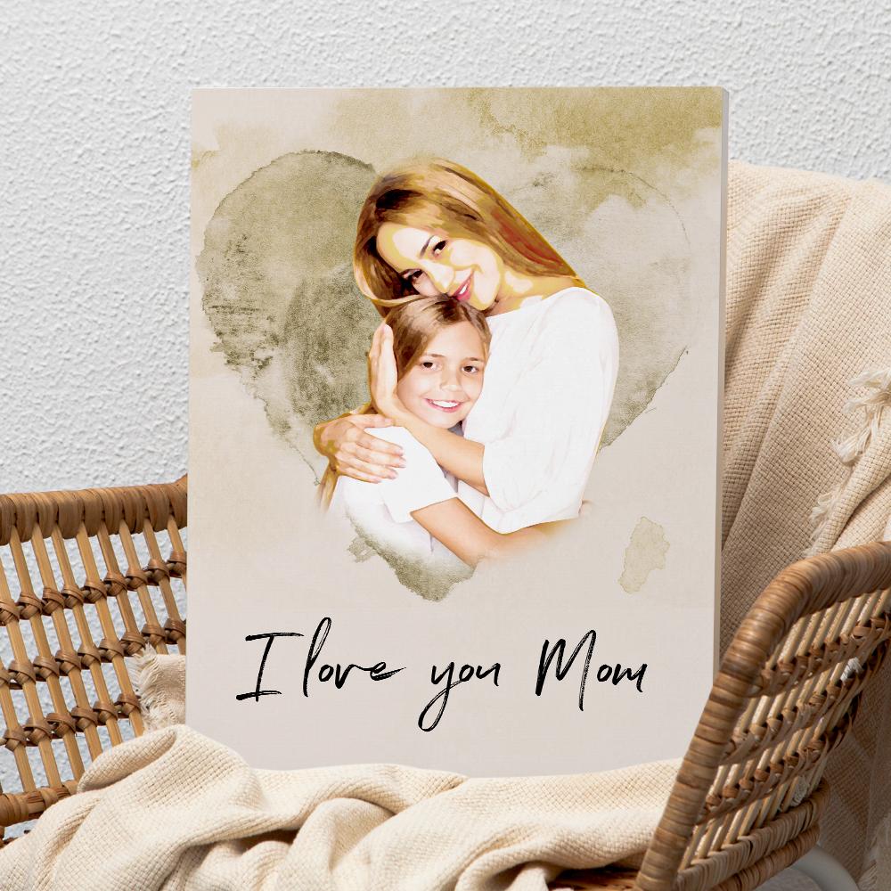 Custom Wall Art Watercolor Photo Aquarelle Oil Painting Frameless for Mother's Day - soufeelau