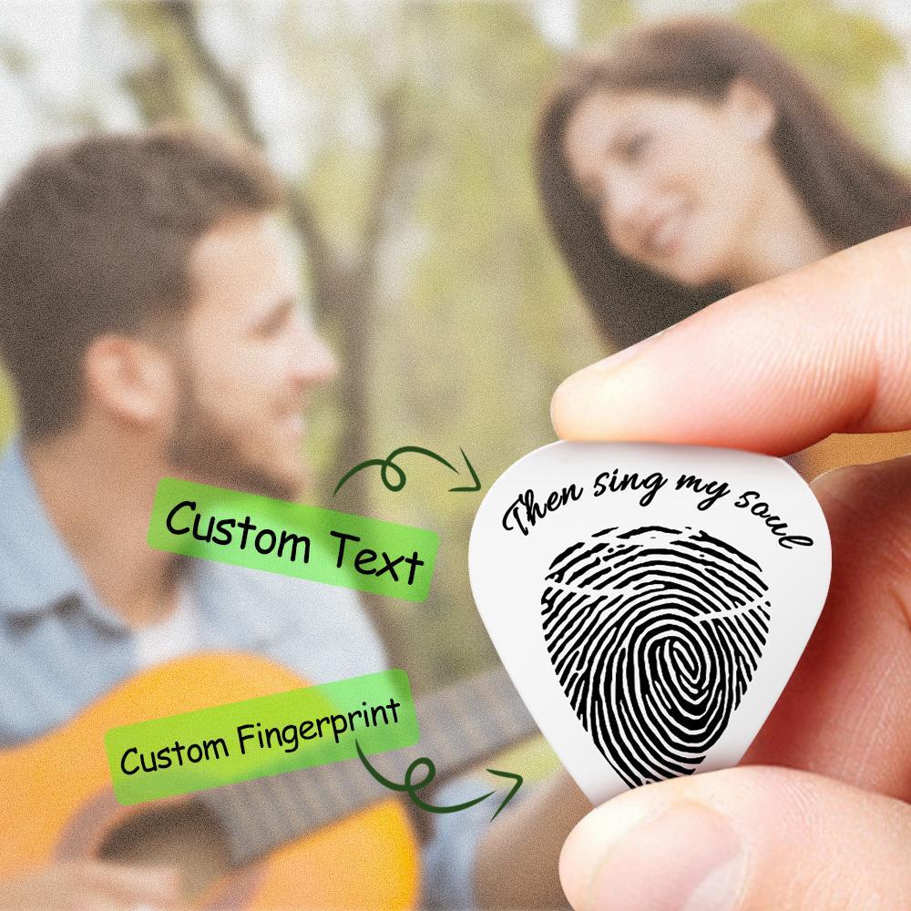 Custom Fingerprint Engraved Guitar Pick Custom Hand Stamped Pick Dad Or Music Lover Personalized Gift