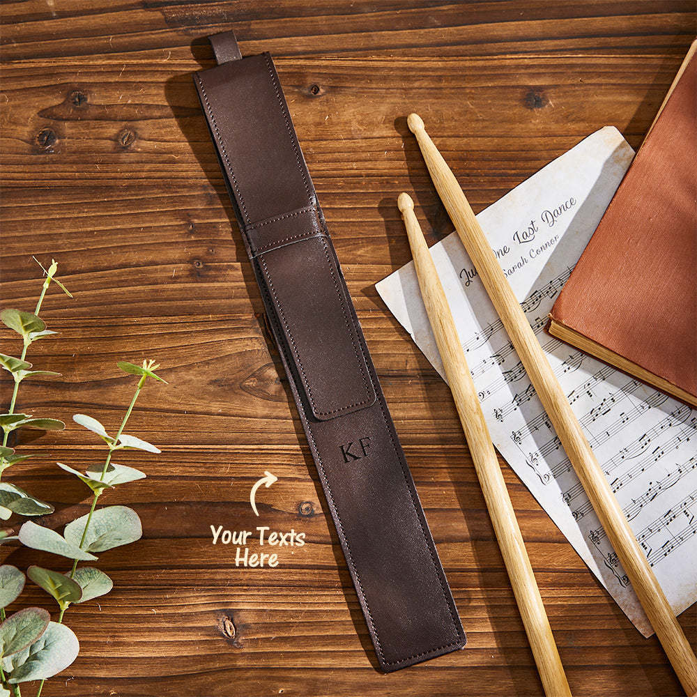 Custom Engraved Leather Drumstick Bag Simple Music Gift - soufeelau