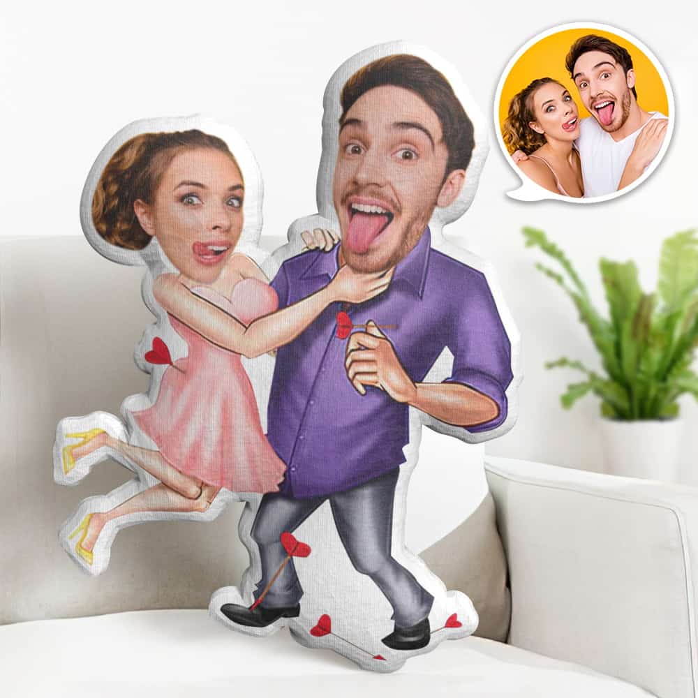 Valentine's Day Gift Custom Face Pillow, Cupid Selected Couple Face Doll, the Best Gift for Lover - soufeelau