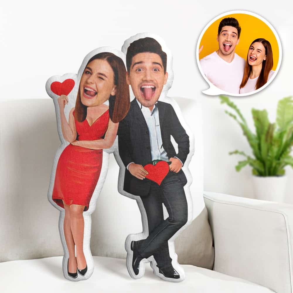 Valentine's Day Gift Custom Face Pillow, Couple with Heart Face Doll, the Best Gift for Lover - soufeelau