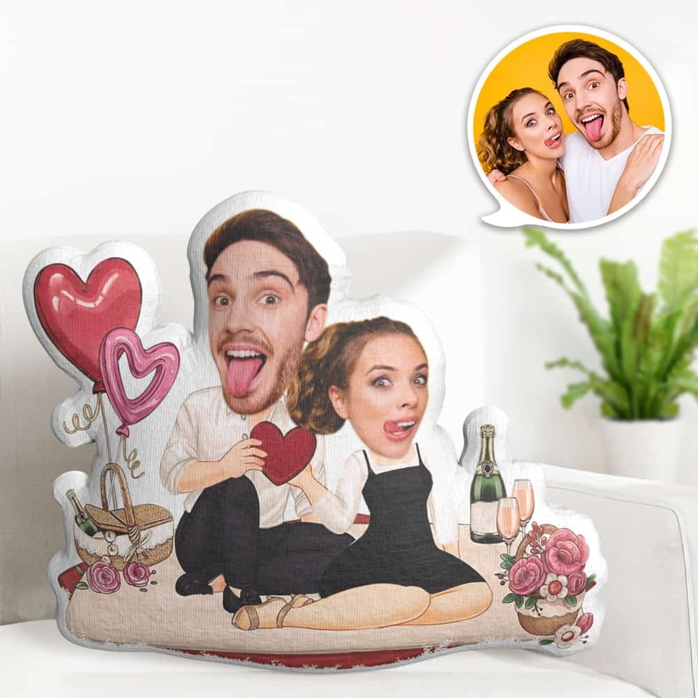 Valentine's Day Gift Custom Face Pillow, Couple Going on a Picnic Face Doll, the Best Gift for Lover - soufeelau