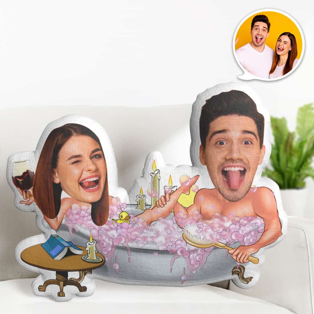 Valentine's Day Gift Custom Face Pillow, Couple in the Bathtub Face Doll, the Best Gift for Lover - soufeelau