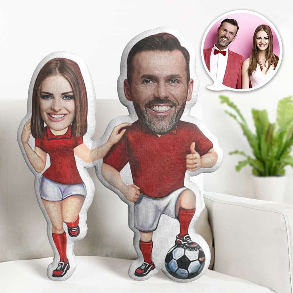 Valentine's Day Gift Custom Face Pillow, Soccer Player and Cheerleading Couple Face Doll, the Best Gift for Lover - soufeelau