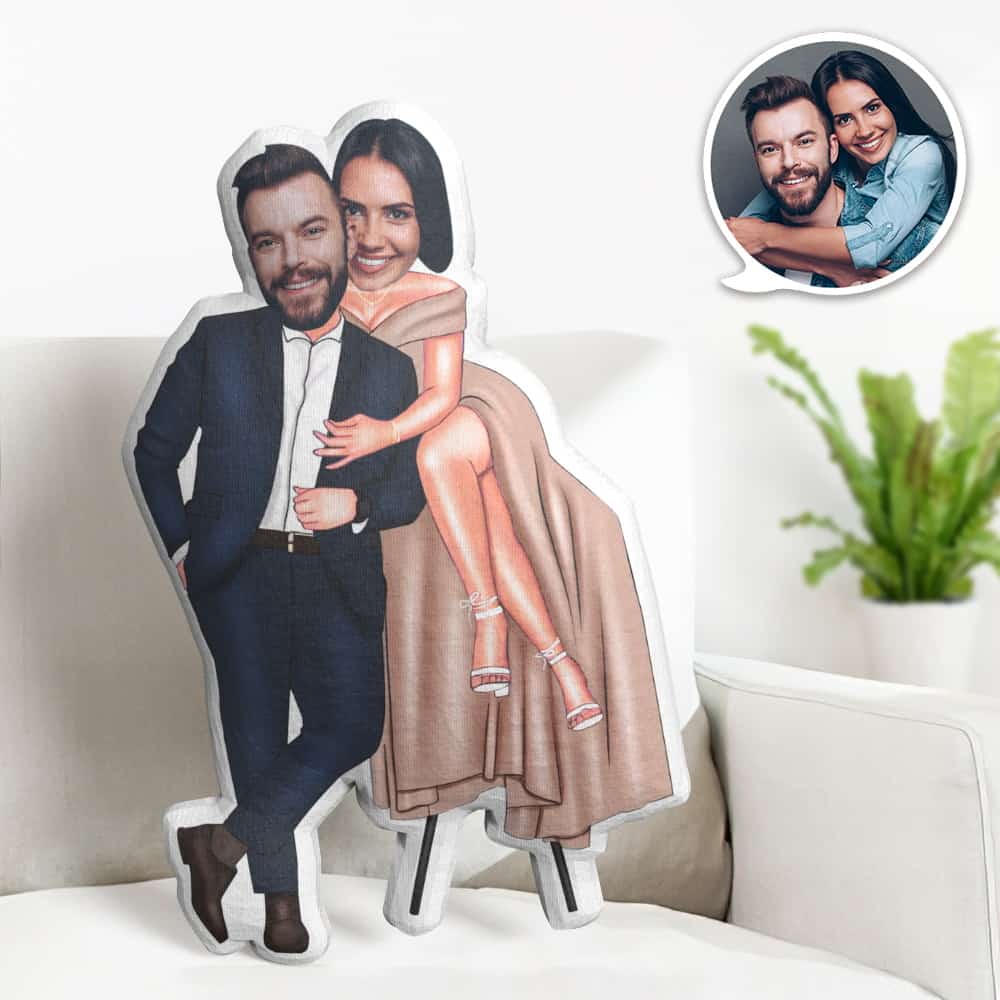 Valentine's Day Gift Custom Face Pillow, Couple Snuggling Together Face Doll, the Best Gift for Lover - soufeelau
