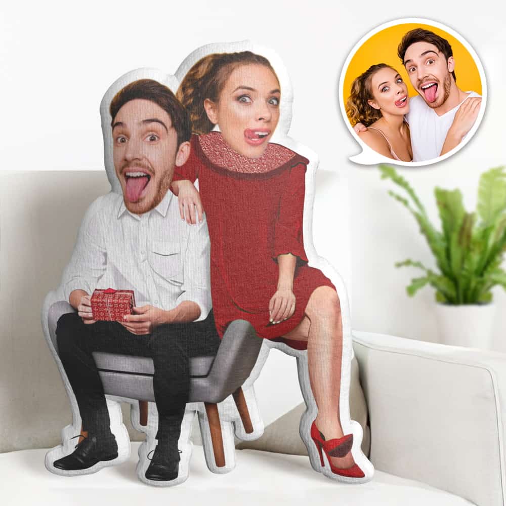 Valentine's Day Gift Custom Face Pillow, Couple in Chair Face Doll, the Best Gift for Lover - soufeelau