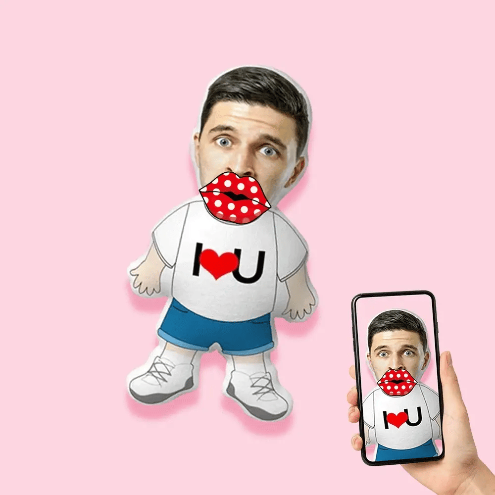 Custom Face Pillow Female I LOVE U Pillow Personalized Face MinIMe Pillow - soufeelau