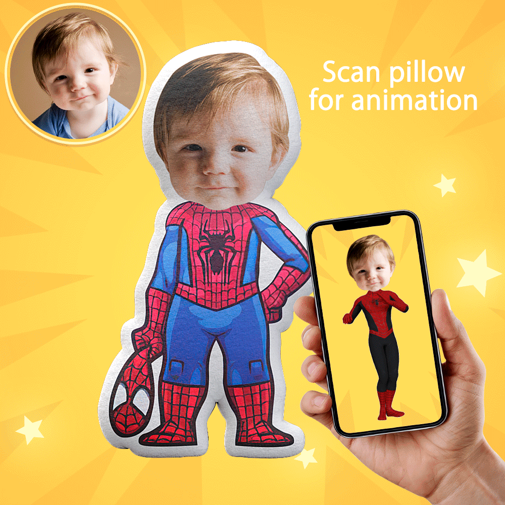 Face Pillow Spider Man Custom Pillow Face Body Pillow Personalized Photo Pillow Gift Throw Pillow MiniMe Pillow AR View Gift - soufeelau