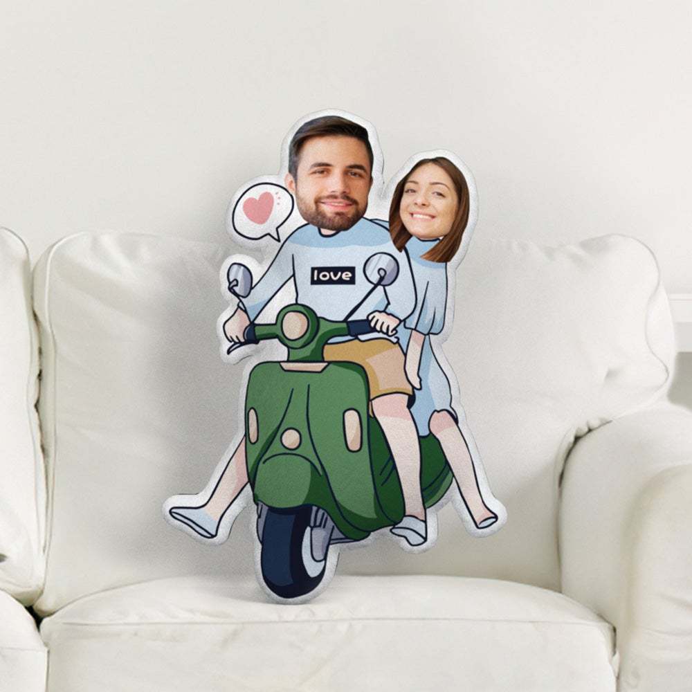 Love Gifts Custom MiniMe Pillow Personalized Couple Motorcycle Pillow Unique Photo Pillow Gifts for Her - soufeelau