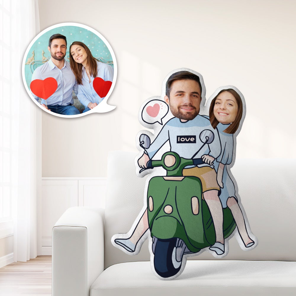 Love Gifts Custom MiniMe Pillow Personalized Couple Motorcycle Pillow Unique Photo Pillow Gifts for Her - soufeelau