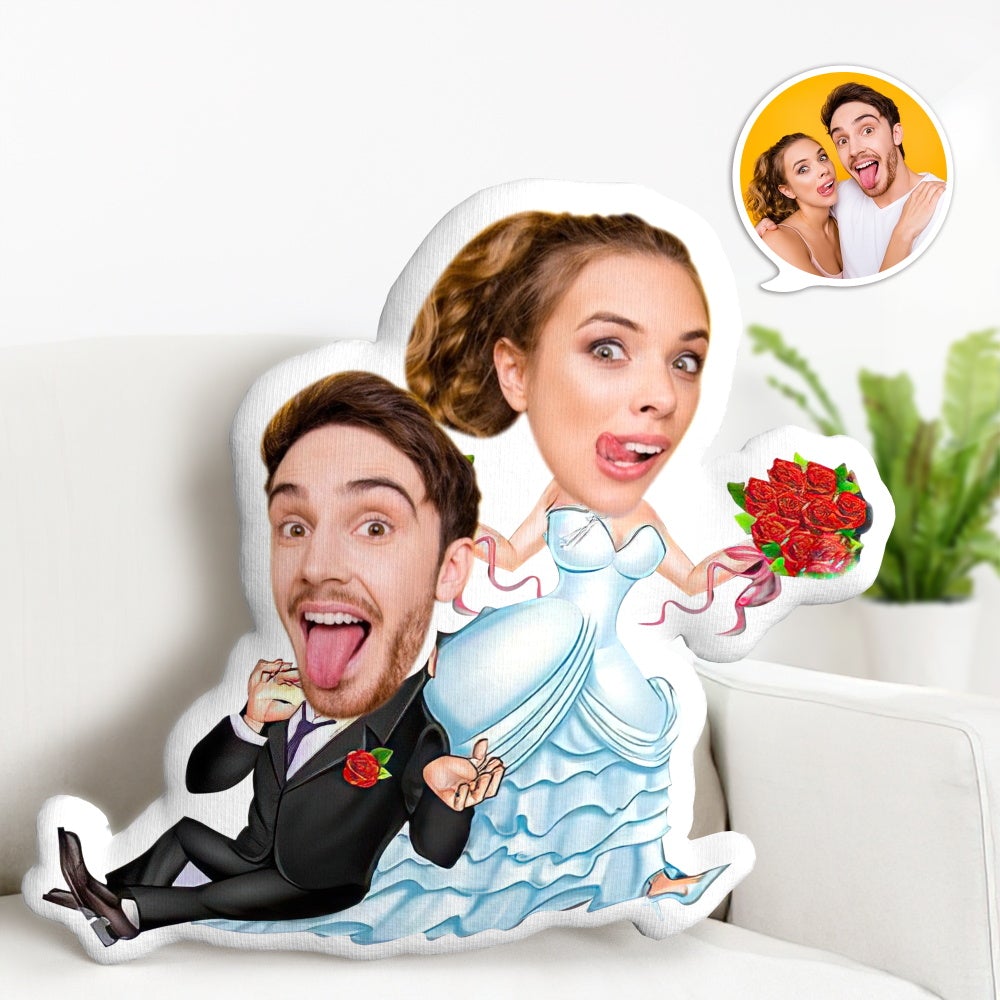 Valentine's Day Gifts Custom Photo Funny Wedding Couple MiniMe Pillow Custom Pillow Gifts Unique Face Pillow Gifts