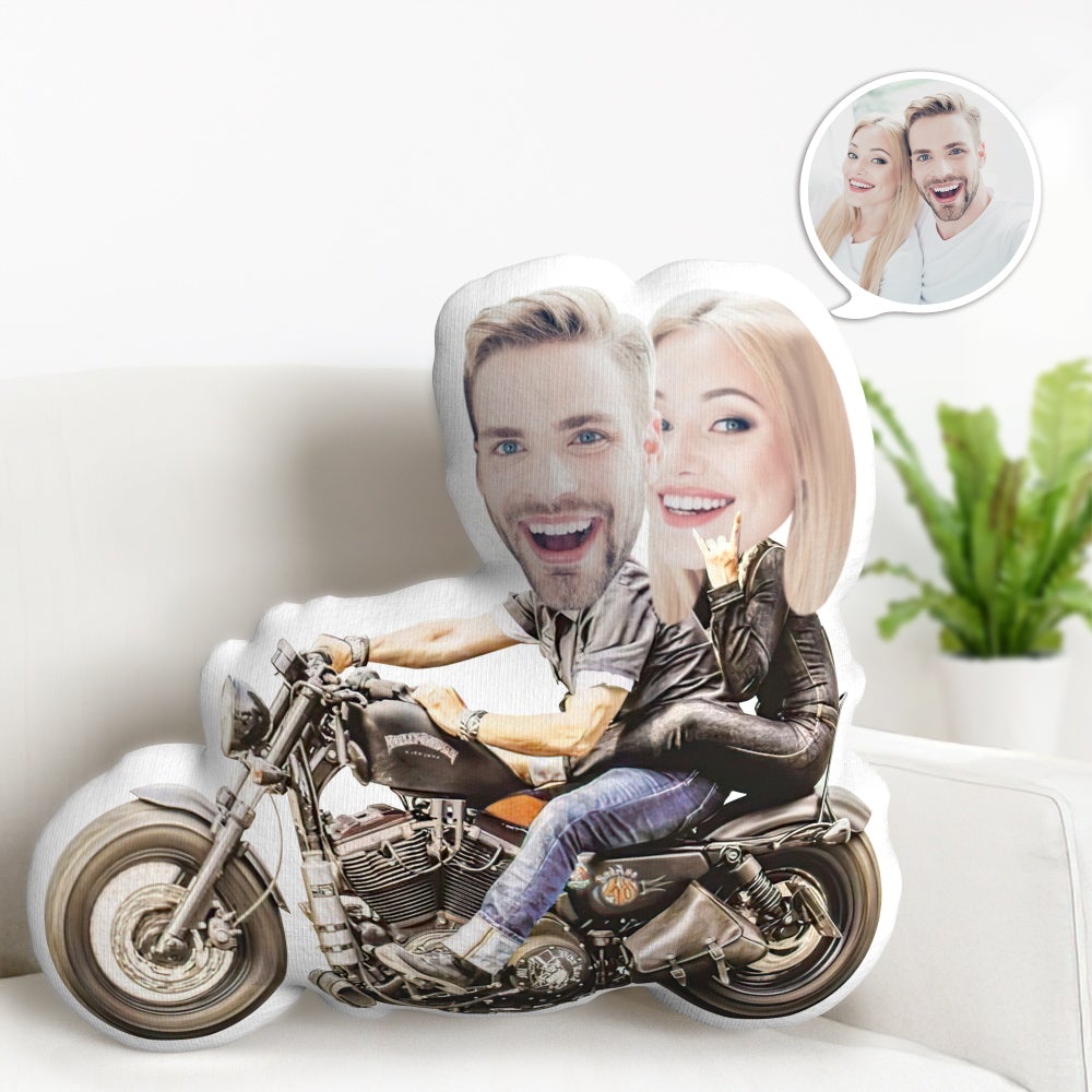 Custom Valentine's Day Couple Gifts Personalized Photo MiniMe Pillow Unique Harley Motors Couple Pillow Gifts