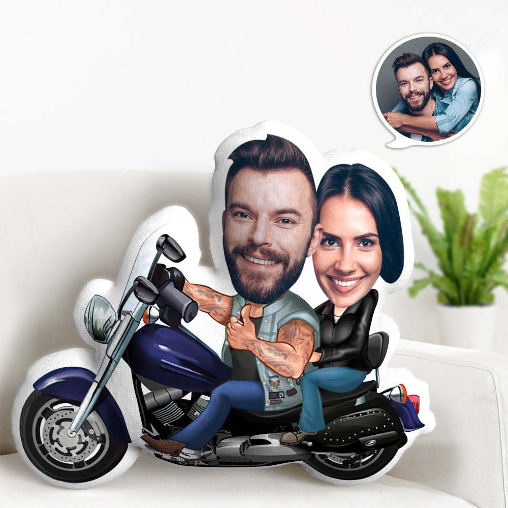 Custom Valentine's Day Couple Gifts Custom Photo MiniMe Pillow Unique Harley Motors Couple Doll Gifts