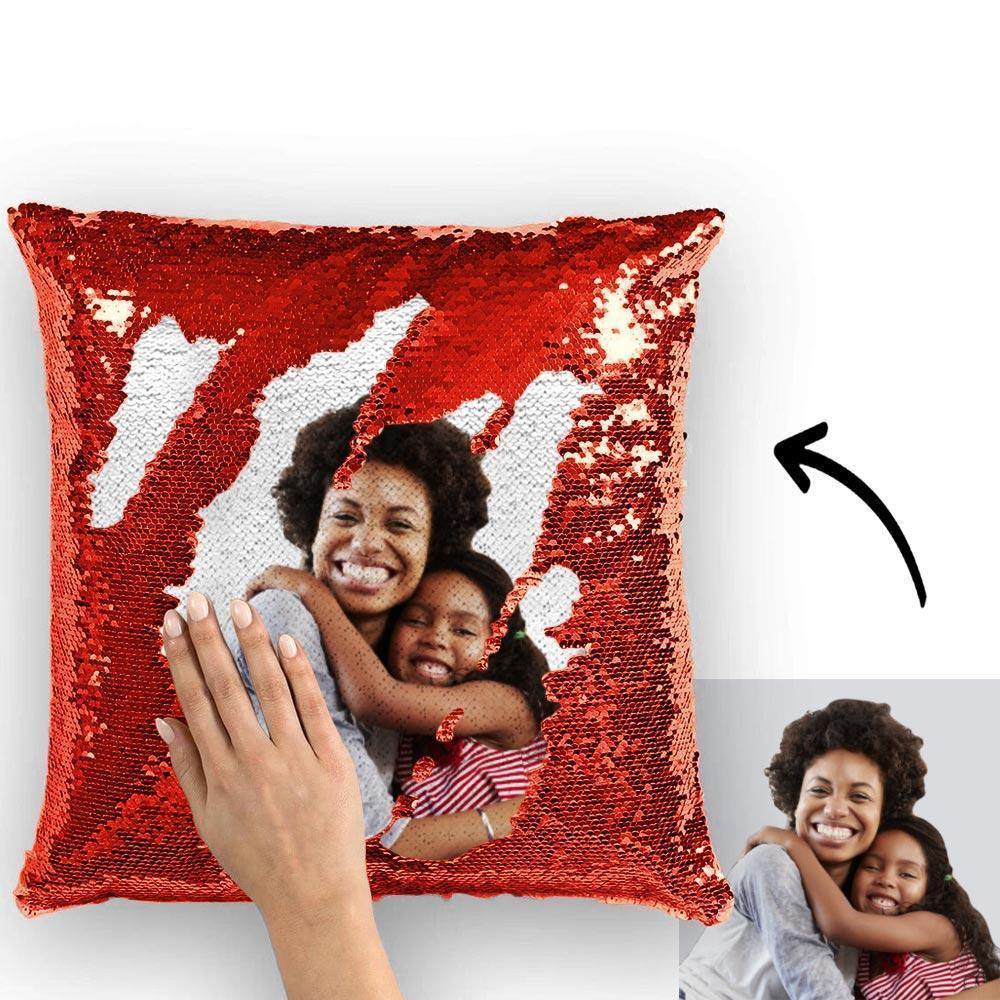 Photo Magic Sequins Pillow Red Shiny Best Gifts 15.75 * 15.75 - soufeelau