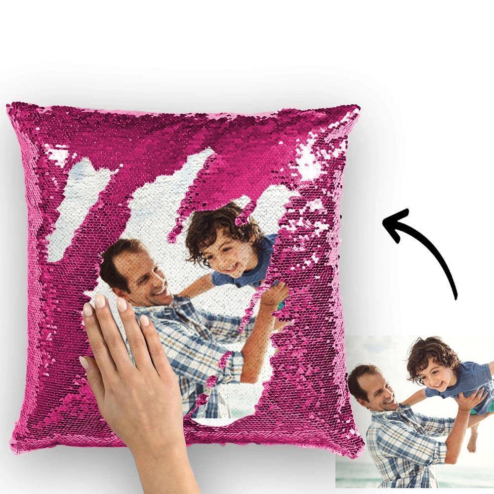 Custom Photo Magic Sequins Pillow Pink Color Shiny Home Decor 15.75 * 15.75 - soufeelau