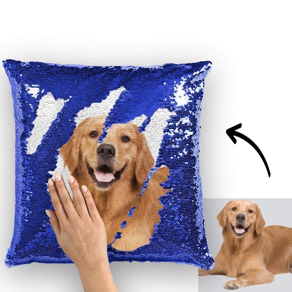 Photo Magic Sequins Pillow Blue Shiny 15.75 * 15.75 - soufeelau