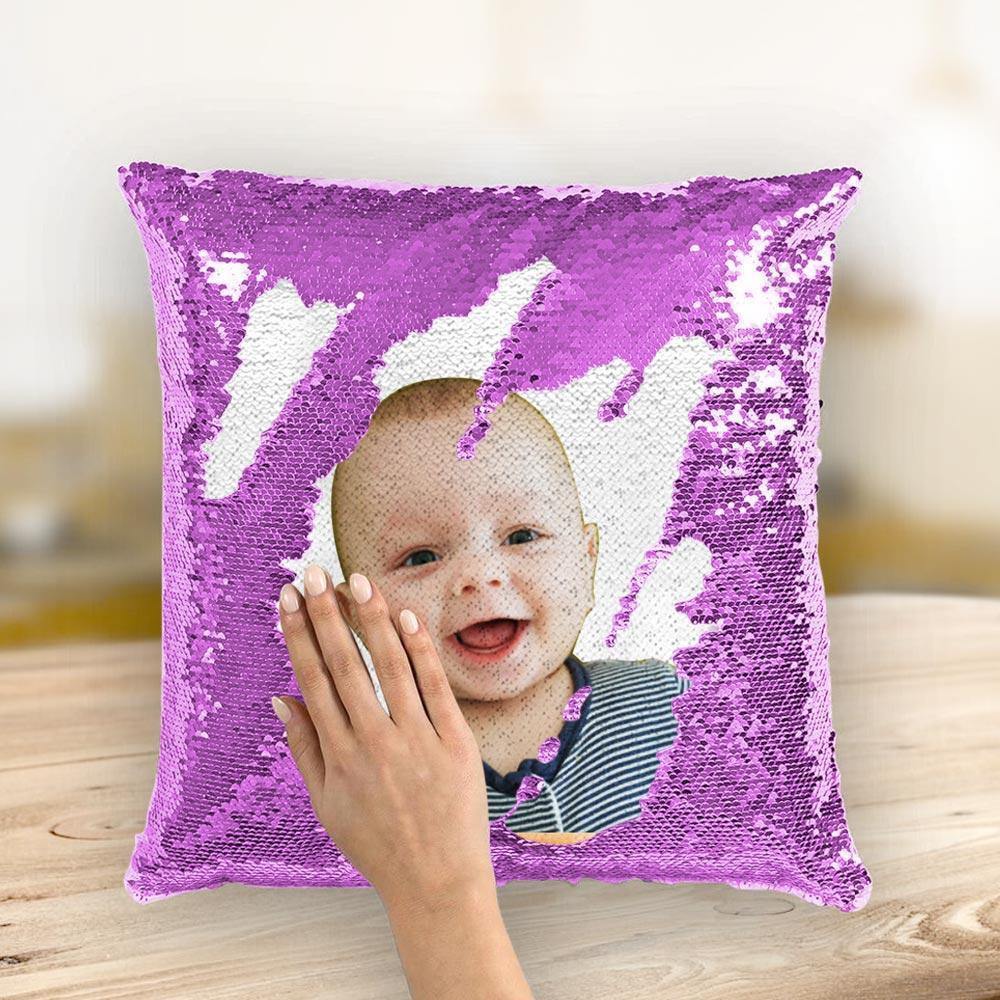 Photo Magic Sequins Pillow Purple Shiny Cute 15.75 * 15.75 - soufeelau