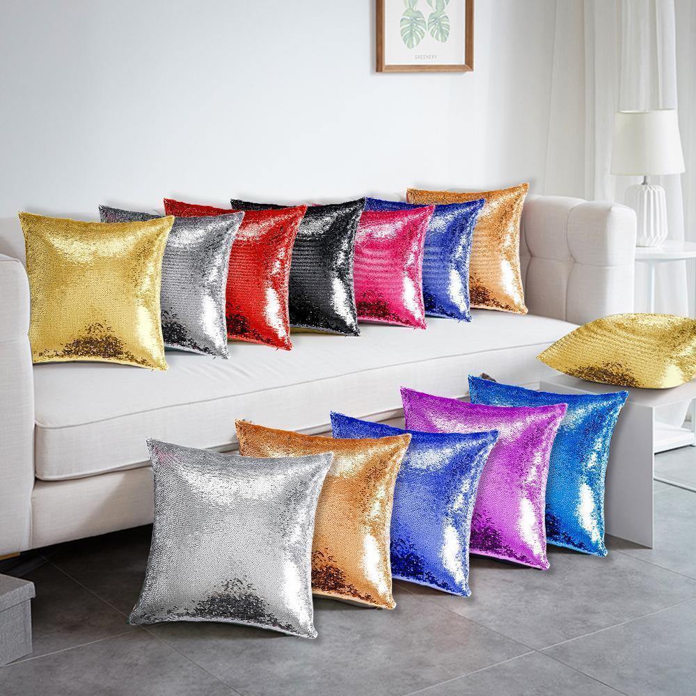 Custom Photo Magic Sequins Pillow Yellow Shiny 15.75 * 15.75 - soufeelau