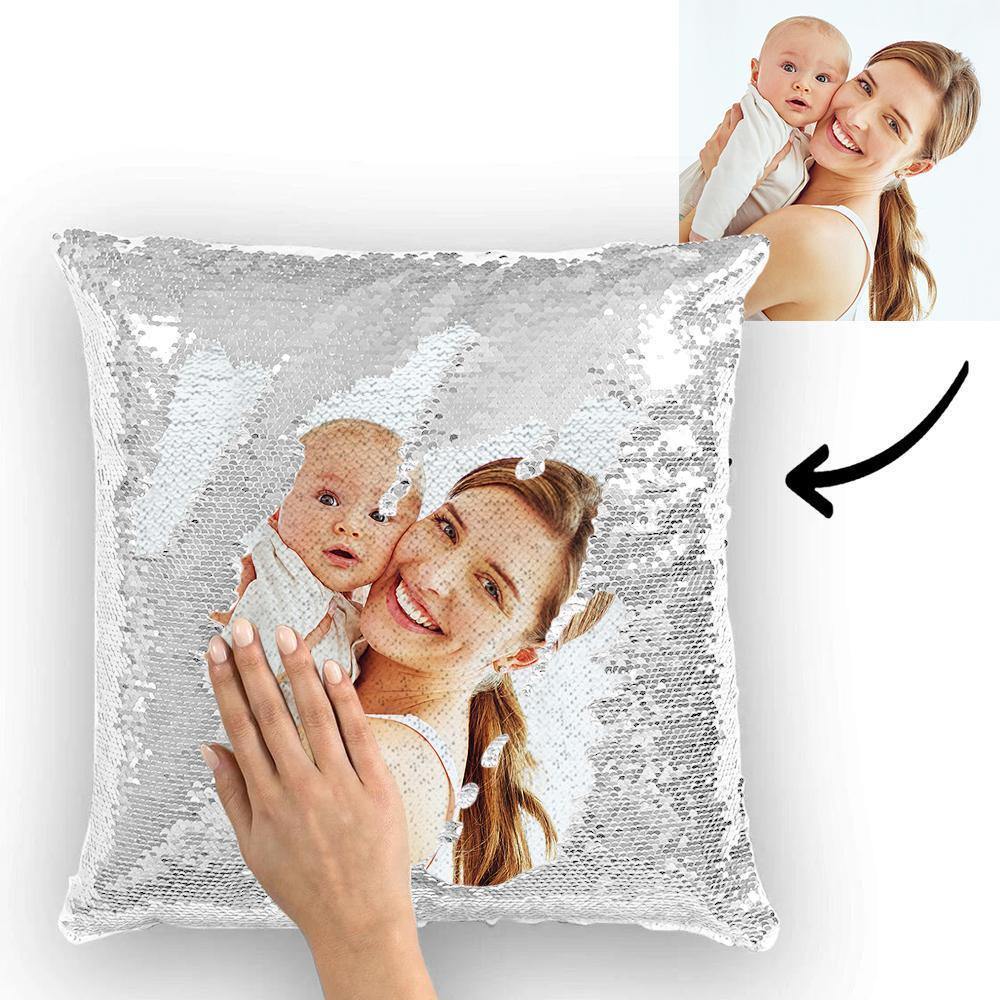 Custom Pillowcase Photo Magic Sequins White Shiny 15.75 * 15.75 - soufeelau