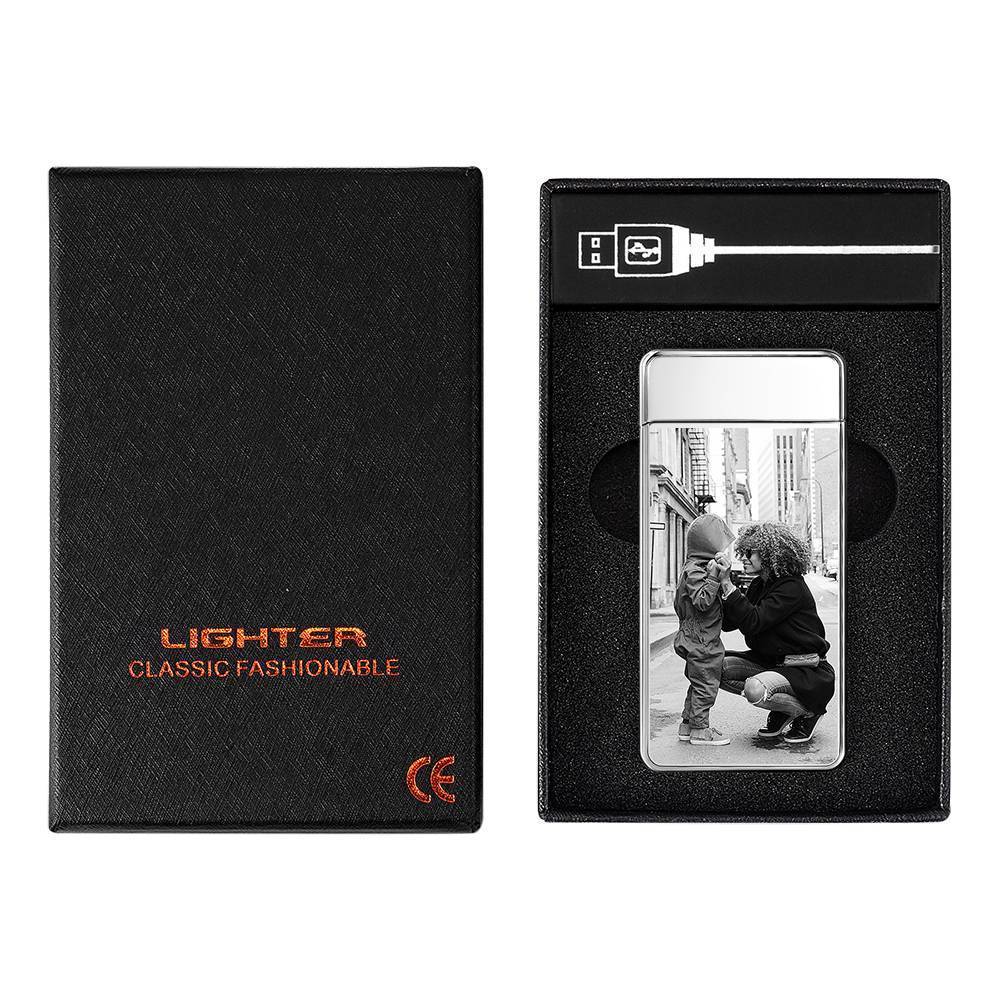 Photo Lighter, Custom Photo Engraved Lighter Silver Perfect Family