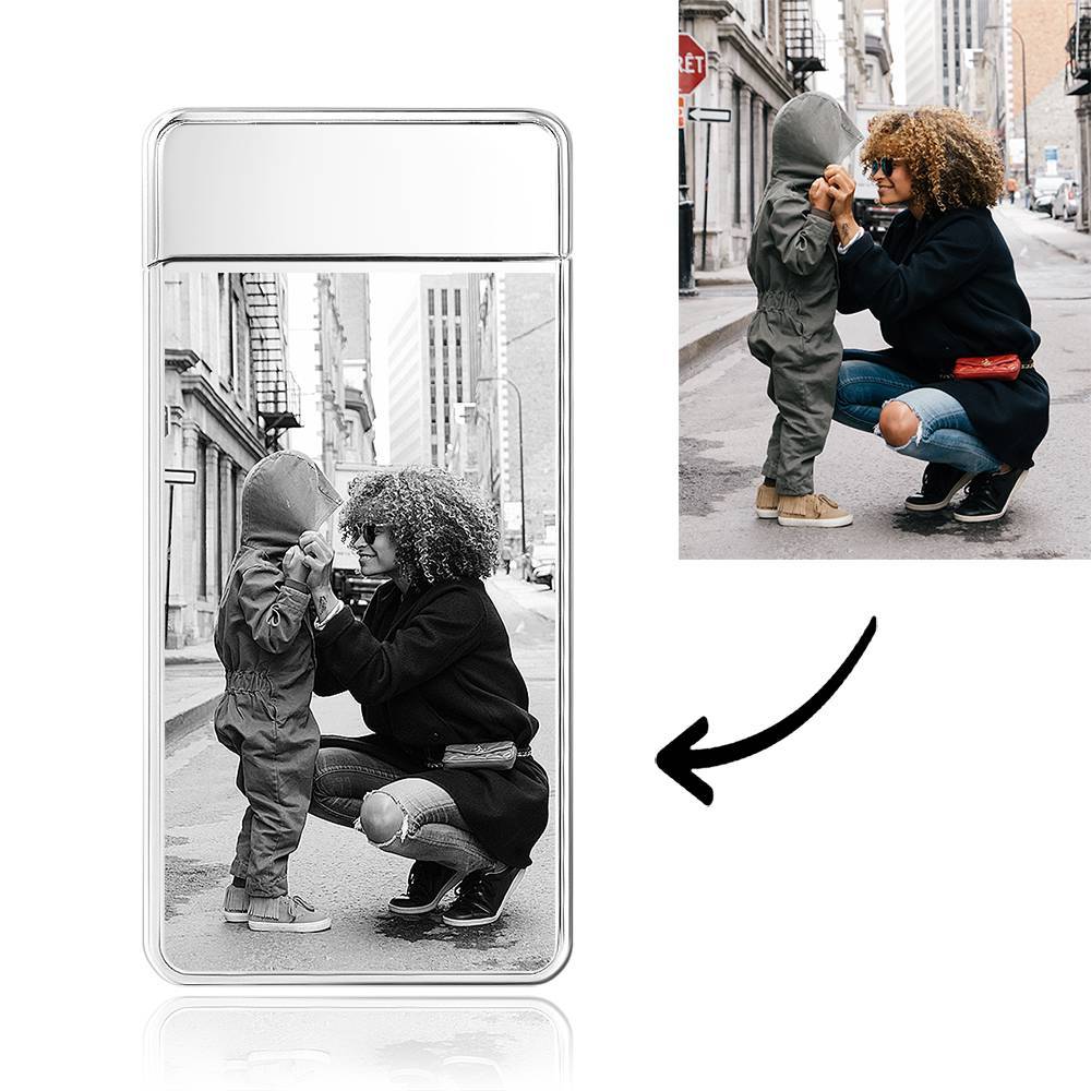 Photo Lighter, Custom Photo Engraved Lighter Silver Perfect Family