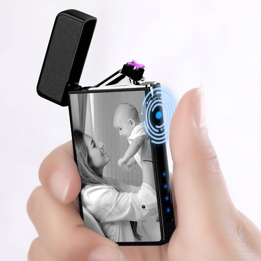 Photo Lighter with Engraving Electric Lighter Black Scrub Keepsake Gift