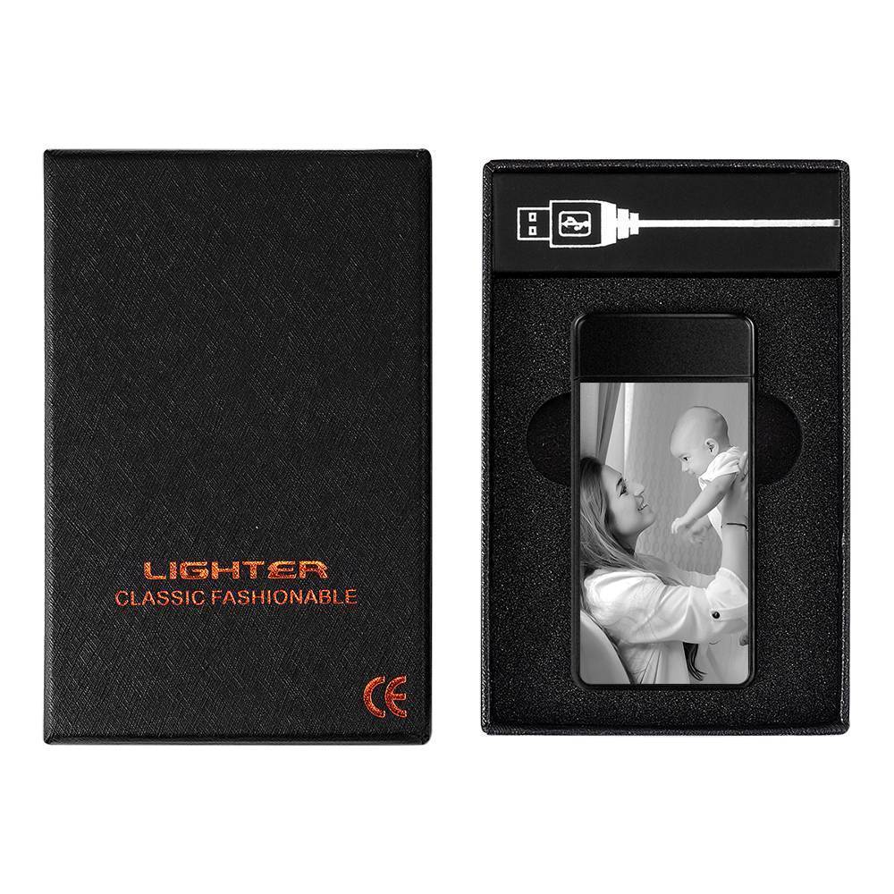 Photo Lighter with Engraving Electric Lighter Black Scrub Keepsake Gift