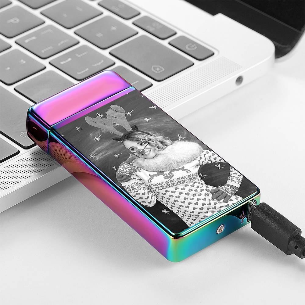 Photo Lighter, Custom Photo Engraved Lighter Rainbow Color Unique Gift
