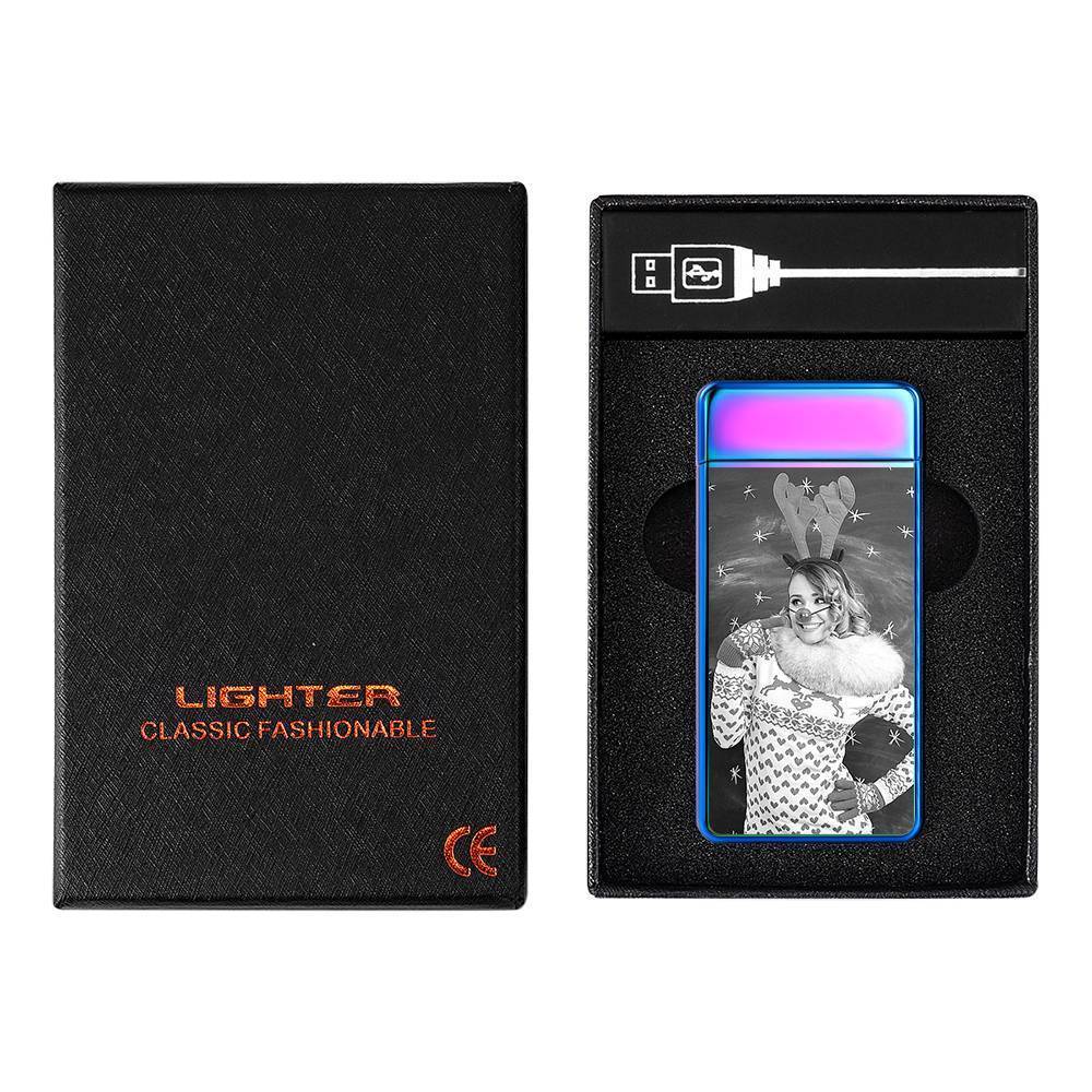 Photo Lighter, Custom Photo Engraved Lighter Rainbow Color Unique Gift