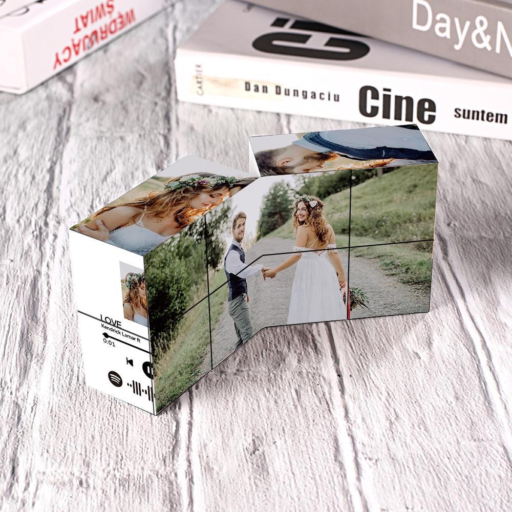 Custom Scannable Spotify Code Photo Rubic's Cube Photo Frame Multiphoto Gifts for Couples