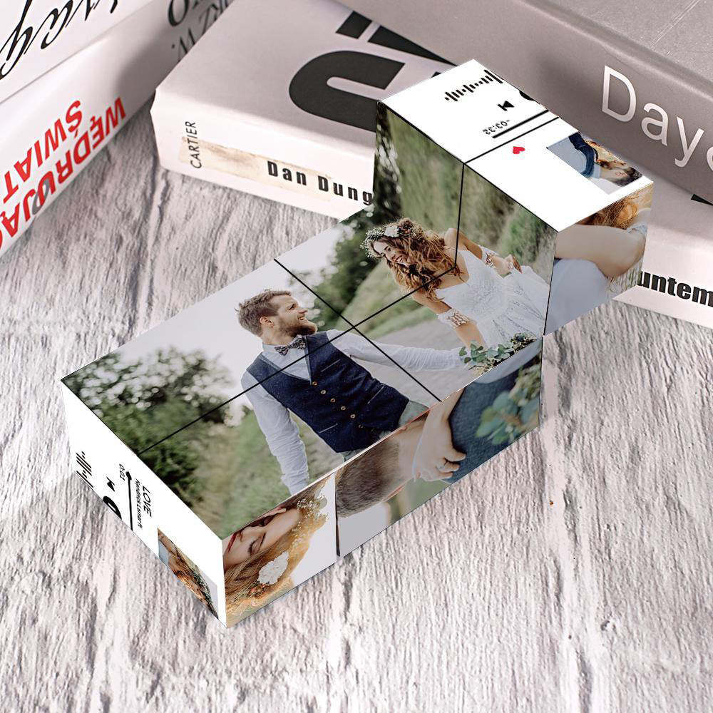 Custom Scannable Music Code Photo Rubic Cube Photo Frame Multiphoto Gifts for Couples