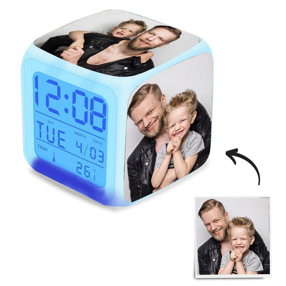 Personalised Alarm Clock Multiphoto Colorful Lights Gift For Father's Day - soufeelau